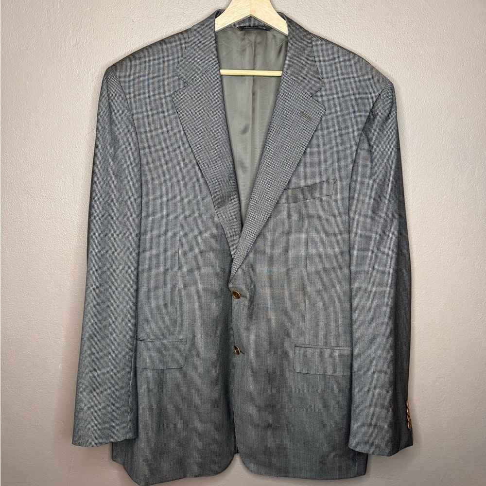 Canali Men's Classic 100% Wool Plaid Sport Coat Blazer Size 46L Italian Luxury